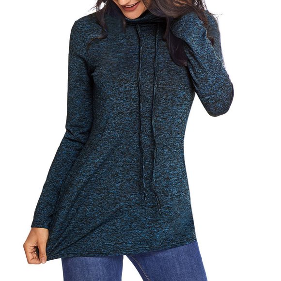 Blue Heather Cowl Neck Sweatshirt Top - Picture 3 of 7